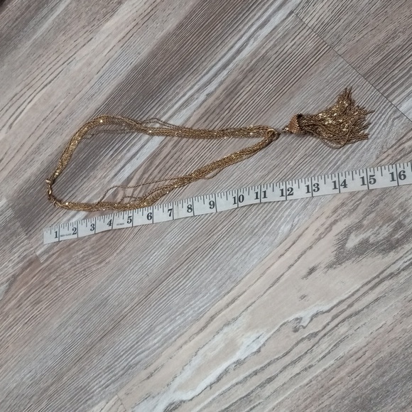 Vintage Necklace Multi Chain And Tassel Golden Necklace - Picture 4 of 7